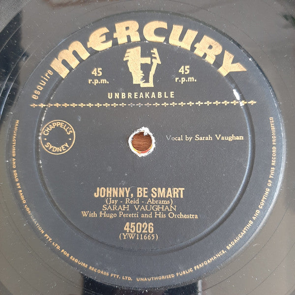 Sarah Vaughan With The Hugo Peretti Orchestra : Johnny, Be Smart (7")