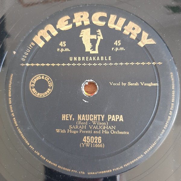 Sarah Vaughan With The Hugo Peretti Orchestra : Johnny, Be Smart (7")