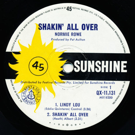 Normie Rowe : Shakin' All Over (7", EP, Mono)