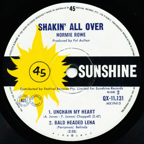 Normie Rowe : Shakin' All Over (7", EP, Mono)