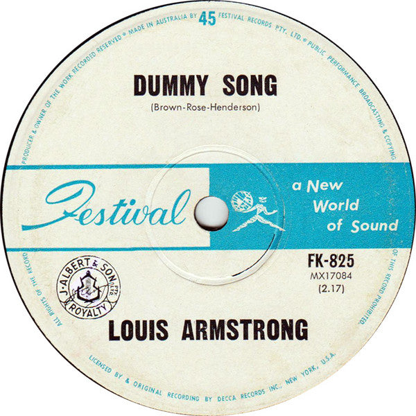 Louis Armstrong : Your Cheatin' Heart / Dummy Song (7", Single, Promo)