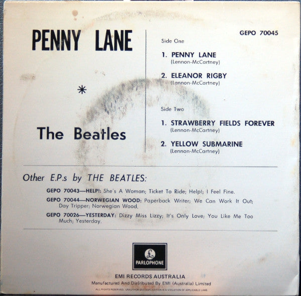 The Beatles : Penny Lane (7", EP, RE)