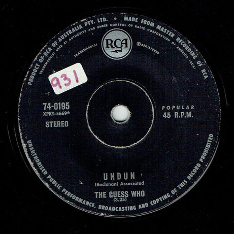 The Guess Who : Laughing / Undun (7", Single)