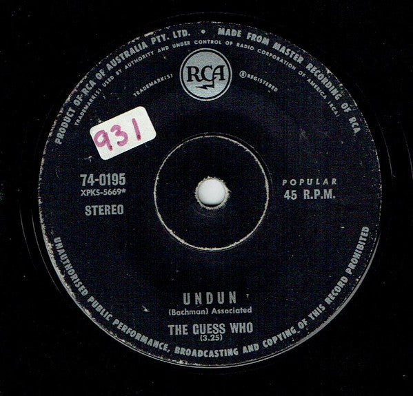 The Guess Who : Laughing / Undun (7", Single)