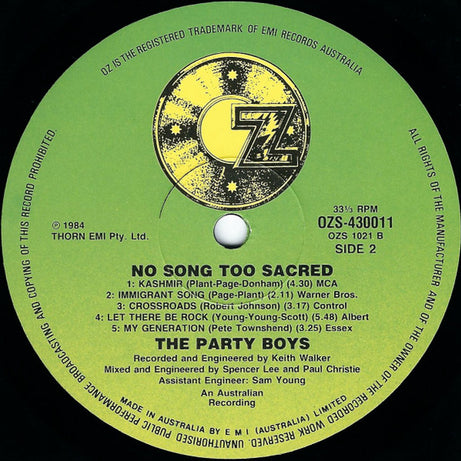 The Party Boys (3) : No Song Too Sacred (LP, Album)