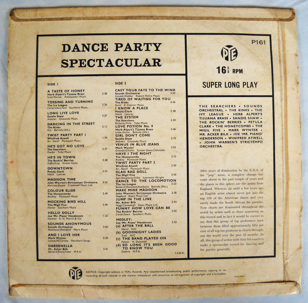 Various : Dance Party Spectacular (LP, Comp)