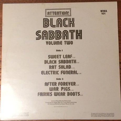 Black Sabbath : Attention! Black Sabbath Volume Two (LP, Comp, RP)