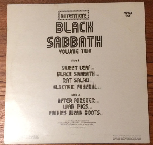 Black Sabbath : Attention! Black Sabbath Volume Two (LP, Comp, RP)