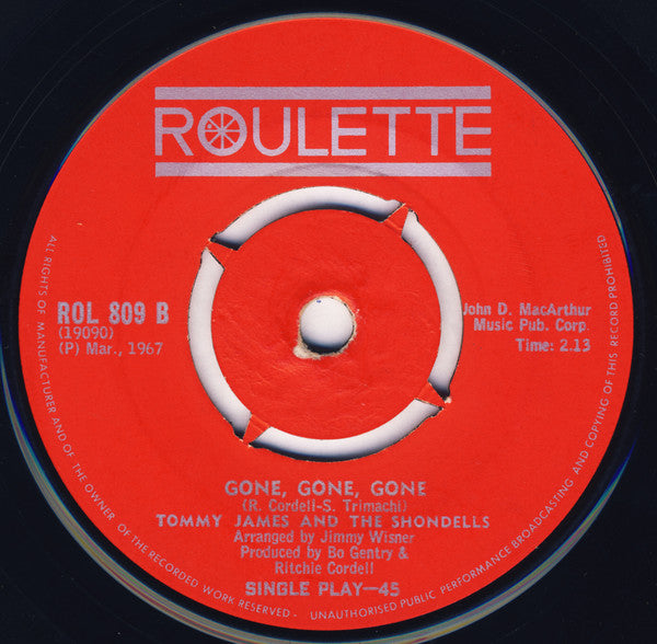 Tommy James & The Shondells : I Think We're Alone Now (7", Single, 4-p)
