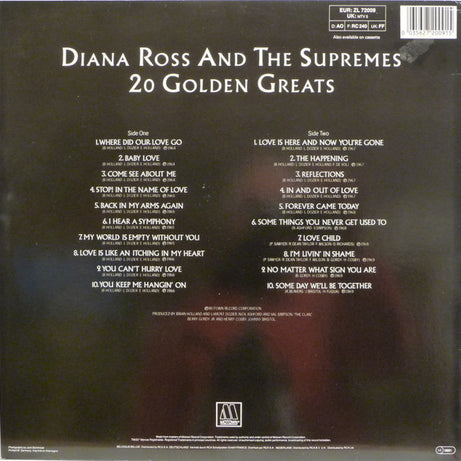 Diana Ross And The Supremes* : 20 Golden Greats (LP, Comp, RE)