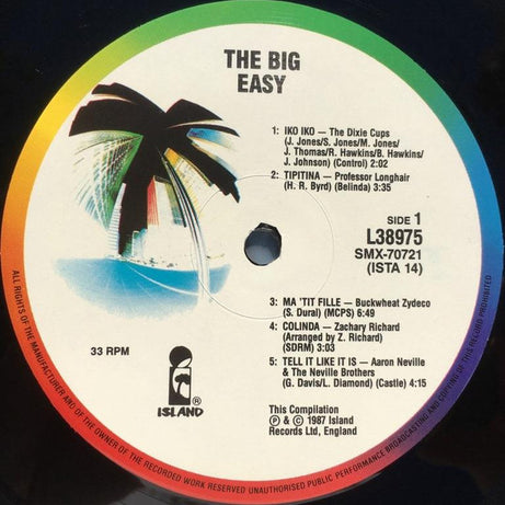 Various : The Big Easy (Original Motion Picture Soundtrack) (LP, Comp)