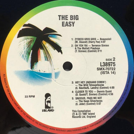 Various : The Big Easy (Original Motion Picture Soundtrack) (LP, Comp)