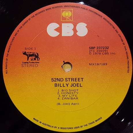 Billy Joel : 52nd Street (LP, Album, Mat)