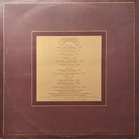 Carpenters : The Singles 1969-1973 (LP, Album, Comp, Gat)