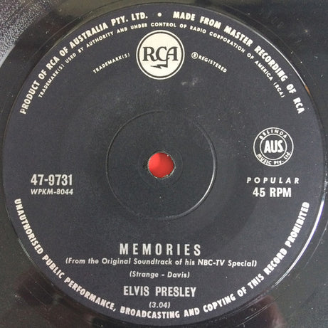 Elvis Presley : Charro / Memories  (7", Single)