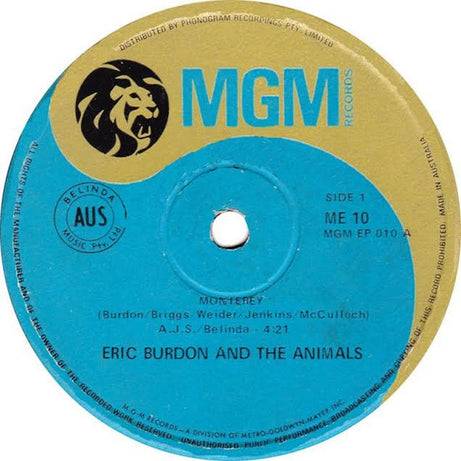 Eric Burdon & The Animals : Monterey (7", EP)
