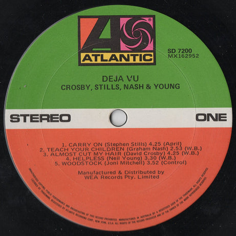 Crosby, Stills, Nash & Young : Déjà Vu (LP, Album, RE)