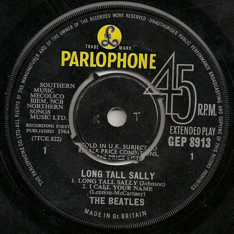 The Beatles : Long Tall Sally (7", EP, Mono)