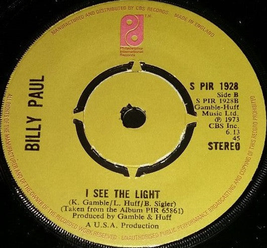 Billy Paul : Thanks For Saving My Life (7", Single, pus)