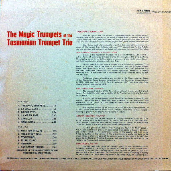 The Tasmanian Trumpet Trio : The Magic Trumpets Of The Tasmanian Trumpet Trio (LP, Album)