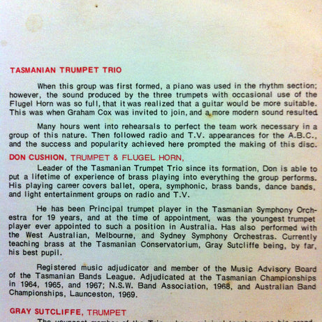 The Tasmanian Trumpet Trio : The Magic Trumpets Of The Tasmanian Trumpet Trio (LP, Album)