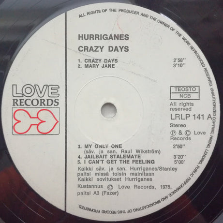 Hurriganes : Crazy Days (LP, Album, RP)
