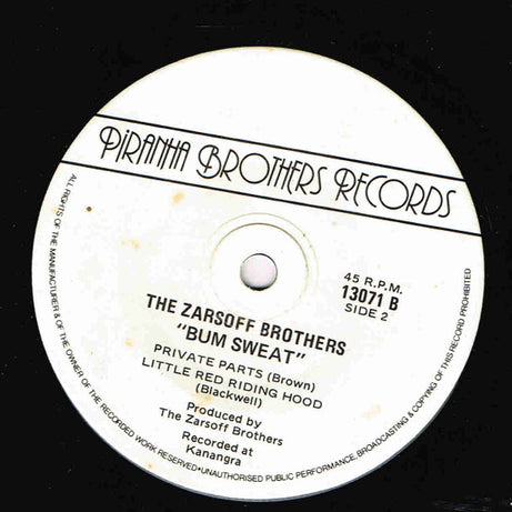 The Zarsoff Brothers : Bum Sweat (7", EP)