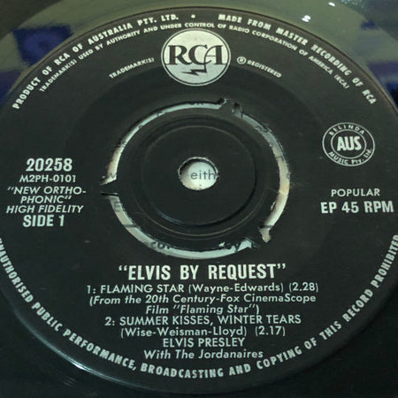 Elvis Presley With The Jordanaires : Elvis By Request (7", EP)