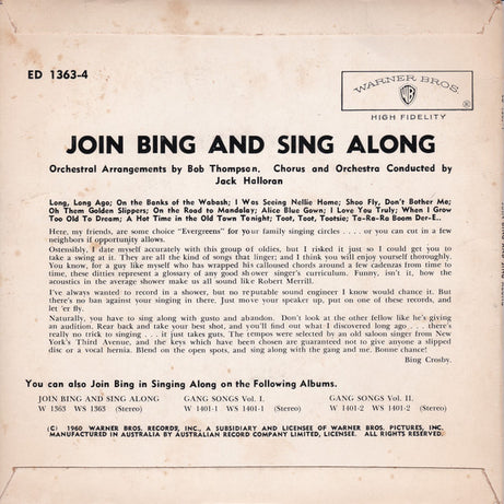 Bing Crosby : Join Bing And Sing Along (Volume 4) (7", EP)