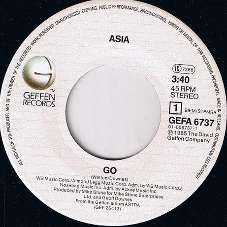 Asia (2) : Go (7", Single)