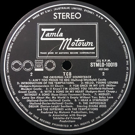 The Supremes With The Temptations : (The Original Sound Track From) TCB (LP, Album)