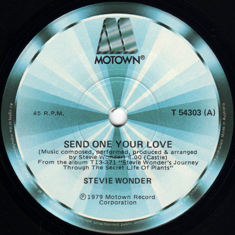 Stevie Wonder : Send One Your Love (7", Single, Ltd, pic)