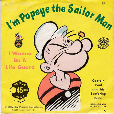 Captain Paul And The Seafaring Band : I'm Popeye The Sailor Man (7", Bon)