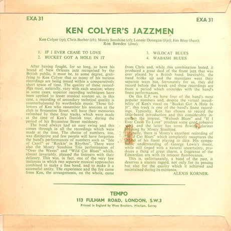 Ken Colyer's Jazzmen : Ken Colyer's Jazzmen (7", EP)