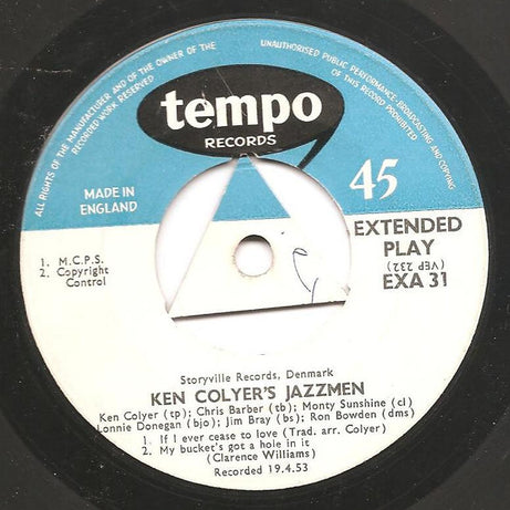 Ken Colyer's Jazzmen : Ken Colyer's Jazzmen (7", EP)