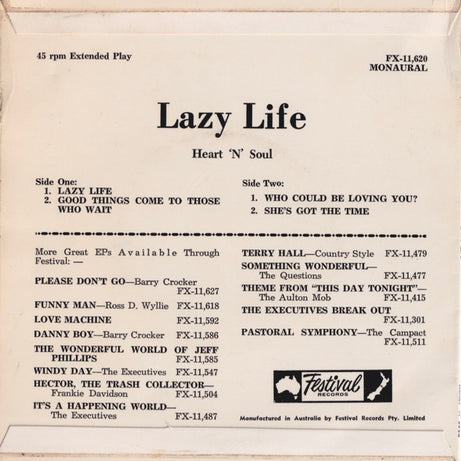 Heart 'N' Soul : Lazy Life (7", EP, Mono)