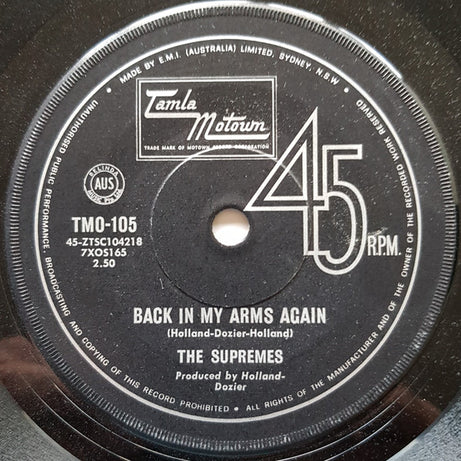 The Supremes : Back In My Arms Again  (7", Single)