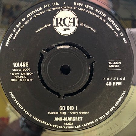 Ann Margret : So Did I (7", Single)