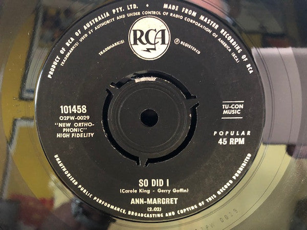 Ann Margret : So Did I (7", Single)