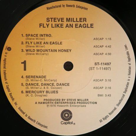 Steve Miller Band : Fly Like An Eagle (LP, Album, Los)