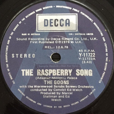 The Goons : The Raspberry Song (7", Single, Promo)