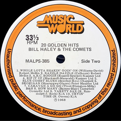 Bill Haley And His Comets : 20 Golden Hits (LP, Comp)