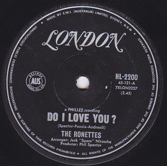 The Ronettes : Do I Love You / Bebe And Susu (7", Single)