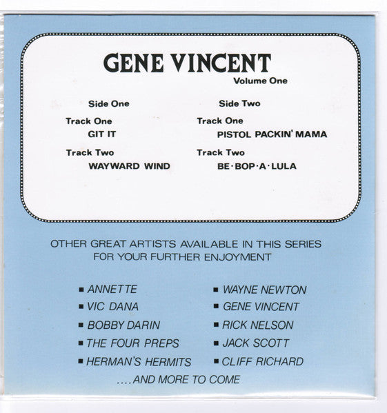 Gene Vincent : Great Artists Of The 50's &60's (7", EP)