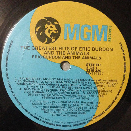 Eric Burdon & The Animals : The Greatest Hits Of Eric Burdon & The Animals (LP, Comp, RE)