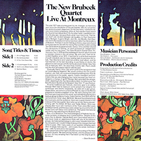 The New Brubeck Quartet : Live At Montreux (LP, Album)