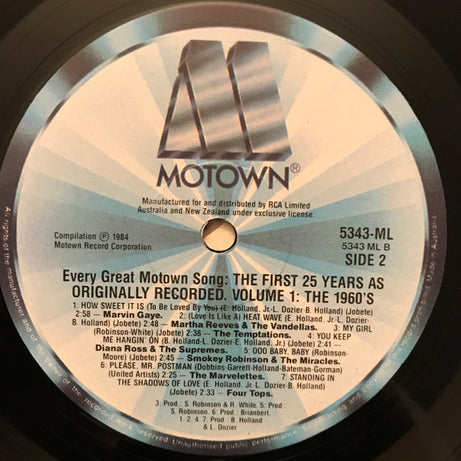 Various : Every Great Motown Song: The First 25 Years - Volume 1: The 1960s (LP, Comp)