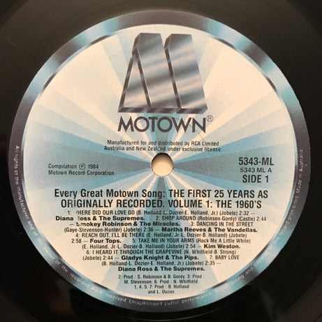 Various : Every Great Motown Song: The First 25 Years - Volume 1: The 1960s (LP, Comp)