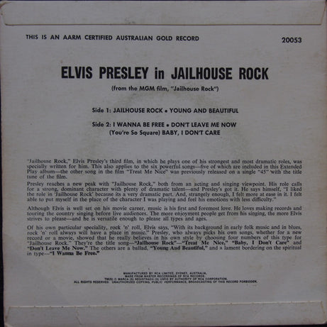 Elvis Presley : Jailhouse Rock (7", Album, EP)