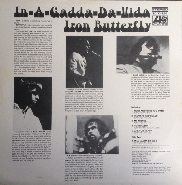 Iron Butterfly : In-A-Gadda-Da-Vida (LP, Album, RP)